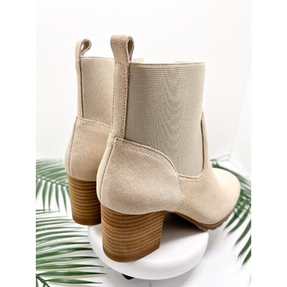 Violet & Red Loaded Knit Cuff Suede Tan Side Zip Ankle Bootie Size 7.5 NWOB - Picture 4 of 10